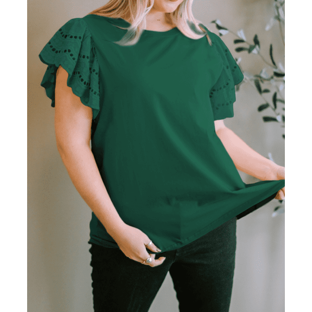 Larissa Green PLUS SIZE Flutter Sleeve Top