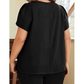 Rianne Black Keyhole Pleated Crew Neck PLUS SIZE T Shirt