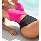 Karalee Pink Crossover Colorblock Cutout One Piece Swimsuit