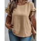 Shanae Light French Beige Ruffled Short Sleeve PLUS SIZE Top