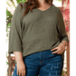 Blake Jungle Green PLUS SIZE V Neck Textured Knit Dolman Top