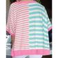 Neda Pink Stripe Contrast Patchwork Oversized T Shirt