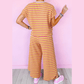 REDUCED!!!  Kinslee Yellow Stripe Rainbow Tee Tasseled String Wide Leg Pants Set  REDUCED!!!