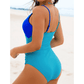 Karalee Blue Crossover Colorblock Cutout One Piece Swimsuit