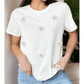 Sylvie White Flower Applique Round Neck T-shirt