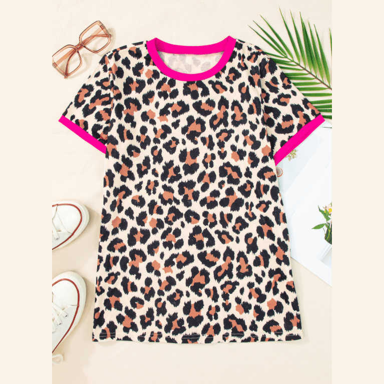 Wandella Contrast Trim Leopard Print T Shirt