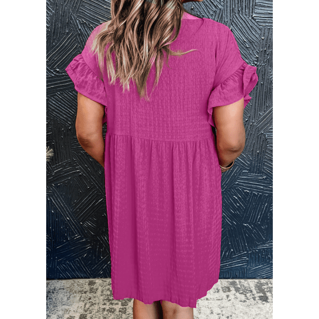 Layne Textured Ruffled Short Sleeve Mini Dress