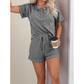 Karla Waffle Knit Buttoned Top and Drawstring Shorts Set