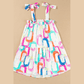 Tilli White Abstract Print Knotted Straps Ruffled Mini Dress