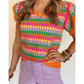 REDUCED!!!  Lisa Orange Multi Flutter Sleeve Knitted Sweater Top  REDUCED!!!