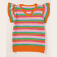REDUCED!!!  Lisa Orange Multi Flutter Sleeve Knitted Sweater Top  REDUCED!!!