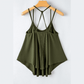 Jorda Jungle Green Exposed Seam Detail Double Straps Tank Top