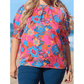 Clarita PLUS SIZE Floral Print Frilly Neck Puff Sleeve Blouse