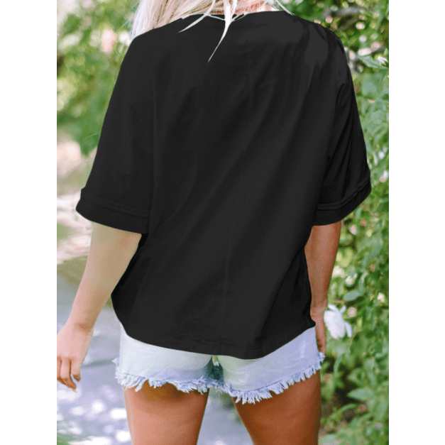 REDUCED!!!  Mama Black MAMA Chenille Patched Crew Neck T Shirt  REDUCED!!!