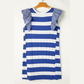 Letecia Blue Stripe Contrast Ruffled Sleeve T-shirt Dress