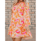 Beatrix Orange Abstract Print Smocked Lantern Sleeve Ruffle Mini Dress