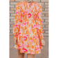 Beatrix Orange Abstract Print Smocked Lantern Sleeve Ruffle Mini Dress