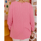 Eva Peach Blossom PLUS SIZE Ribbed Textured Long Sleeve T Shirt