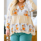 Carlice PLUS SIZE Floral Print V Neck Puff Sleeve Blouse