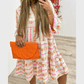 Zander Orange Bohemian Printed Bracelet Sleeve Slit Neck Ruffled Loose Dress