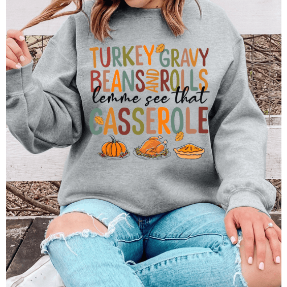 Thanksgiving Slogan Pumpkin Turkey Pie Graphic Sweatshirt