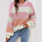 Destiny Pink Colorblock Textured Knit Bubble Sleeve Sweater