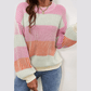 Destiny Pink Colorblock Textured Knit Bubble Sleeve Sweater