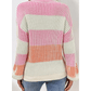 Destiny Pink Colorblock Textured Knit Bubble Sleeve Sweater