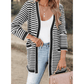 Serah Black Stripe Long Sleeve Button Up Tunic Cardigan