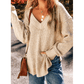 Trinky Parchment Loose Eyelet V Neck Drop Shoulder Sweater