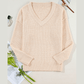 Trinky Parchment Loose Eyelet V Neck Drop Shoulder Sweater