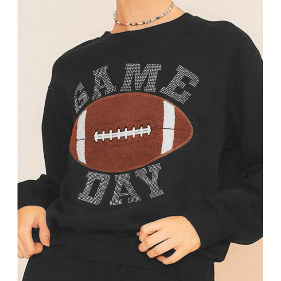 Black GAME DAY Football Graphic Pullover and Shorts Casual Outfit