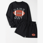 Black GAME DAY Football Graphic Pullover and Shorts Casual Outfit