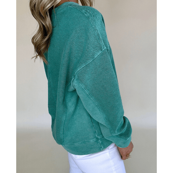 Alec Green Notched Neck Drop Shoulder Sweatshirt