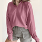 Tatum Mauve Zipped Neck Pullover Drop Shoulder Sweatshirt