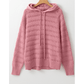 Roshelle Pink Pointelle Knit Raglan Sleeve Hooded Sweater