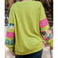 Sheryn Green PLUS SIZE Printed Patchwork Sleeve Split Sweatshirt