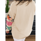 Sheryn Beige PLUS SIZE Printed Patchwork Sleeve Split Sweatshirt