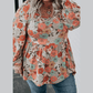 Angela PLUS SIZE Flower Print Square Neck Peplum Blouse