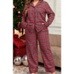 Skye Red Plaid Printed Shirt and Pants PLUS Size Lounge Set