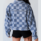 Sonja Blue Checkered Patchwork Button up Denim Jacket