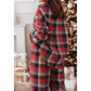 Graylee Checkered Pattern Loose Shirt and Pants Lounge Set