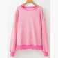 Carina Pink Stripe Loose Drop Shoulder Long Sleeve Top