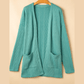 Tula Green Textured Open Front Cardigan with Pocket