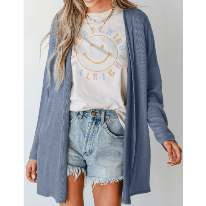 Sonny Rib Knit Open Front Tunic Cardigan