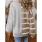 Shandi Khaki Stripe Colorblock Oversized Sweater