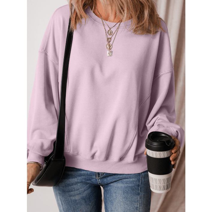 Venice Orchid Petal Exposed Seam Batwing Sleeve Drop Shoulder Sweatshirt