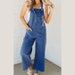 Bailey Mineral Wash Knotted Strap Patched Pocket Wide Leg Denim Overalls