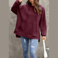 Anessa Wine Waffle Knit Fleece Lined High Low Oversized Hoodie