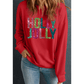 HOLLY JOLLY Red Heat Transfer Christmas Pullover Sweatshirt